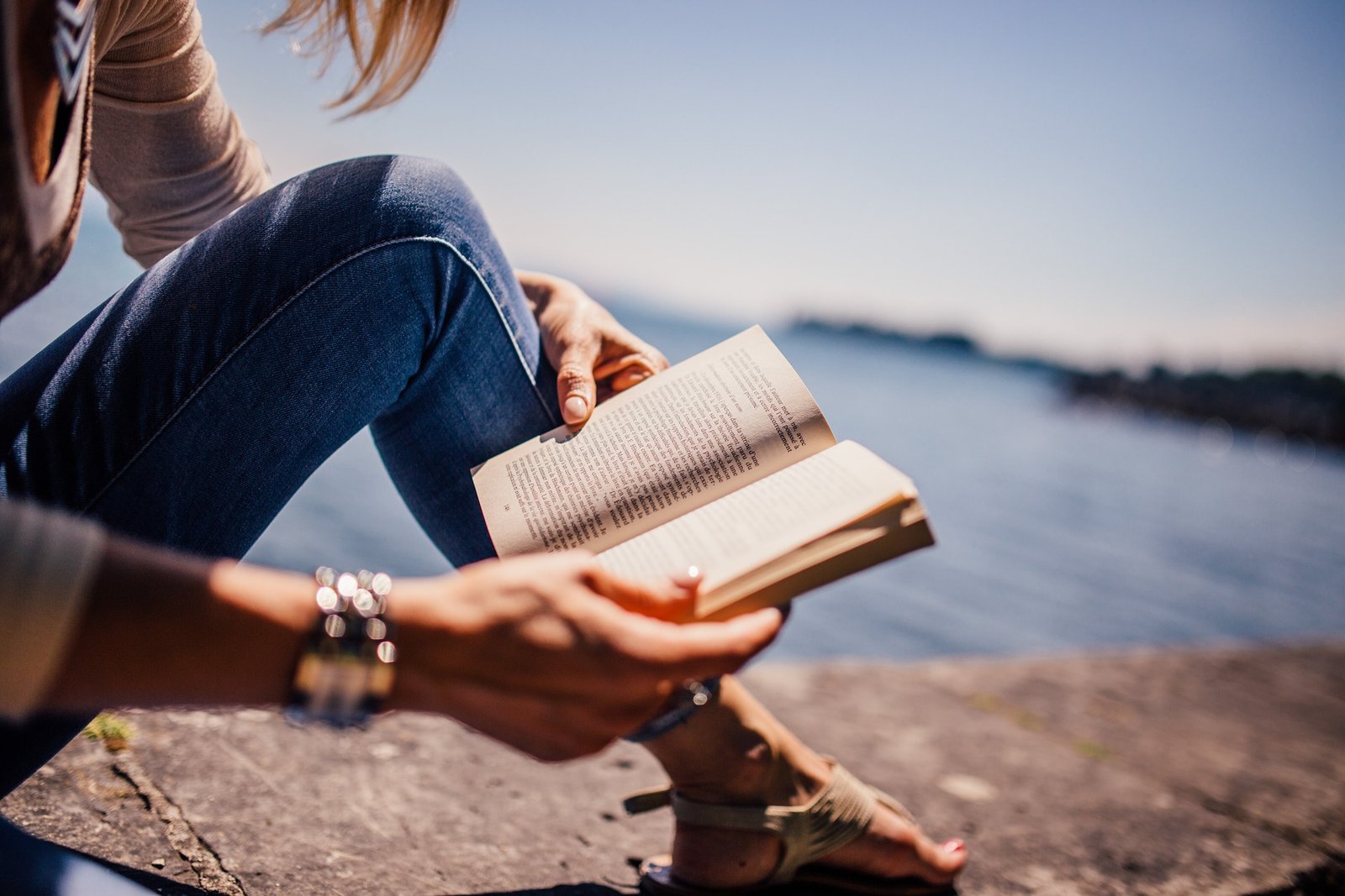 Reading by the lake